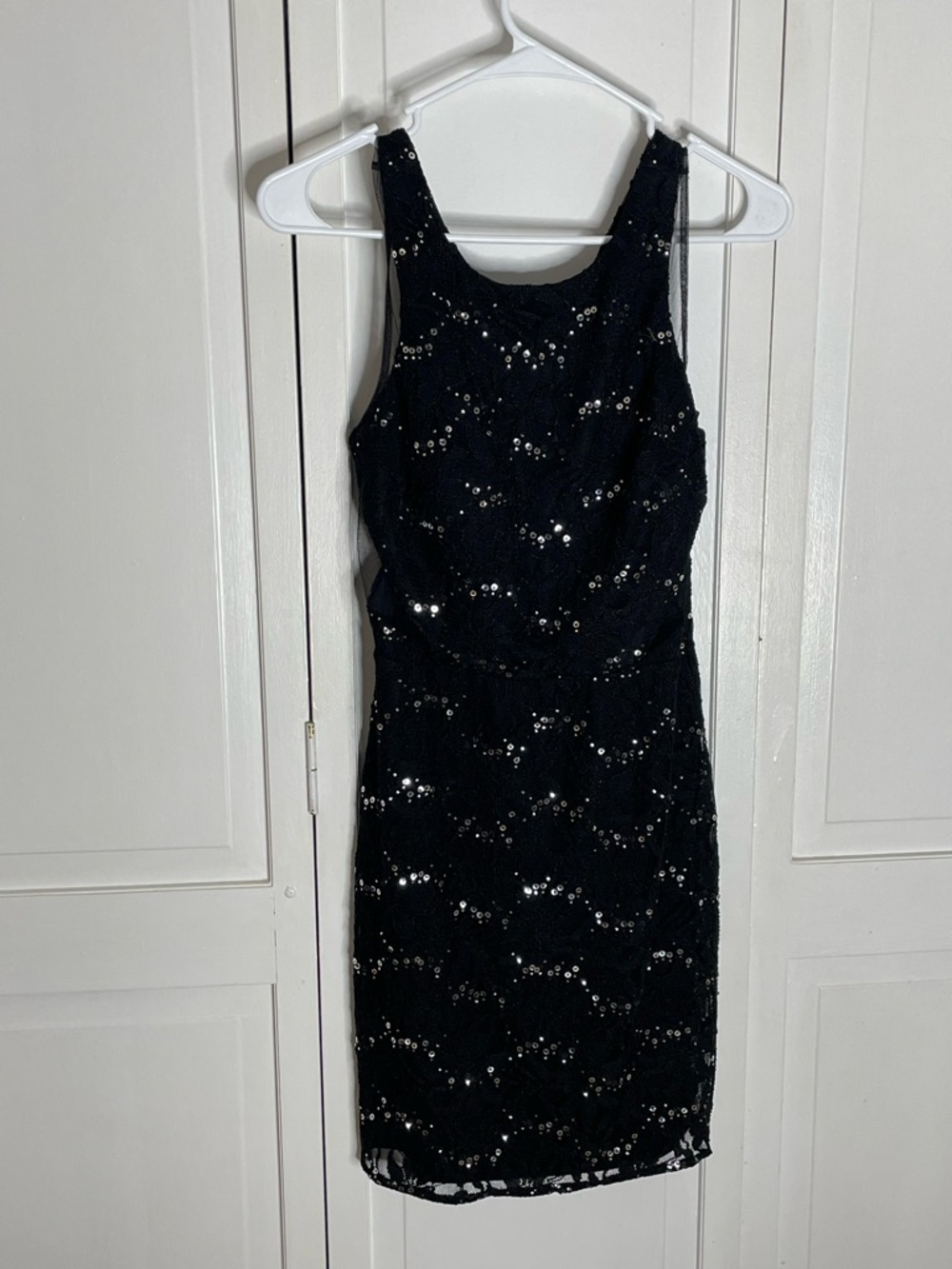 Hailey Logan by Adrianna Papell Size M Dress Black Sequence Lace Cocktail Dress